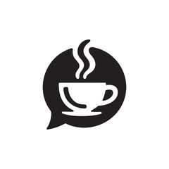 Coffee Cup Icon with Chat Bubble Symbolizing Coffee Talk and Communication
