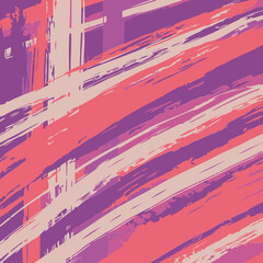 Abstract brushstrokes in vibrant coral, mauve, and off-white colors create a dynamic backdrop. Diagonal patterns create visual interest.