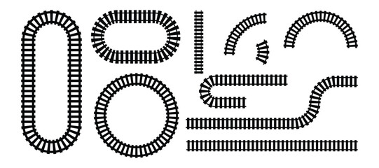 Rail track. Collection of Railroad Tracks in Various Shapes.