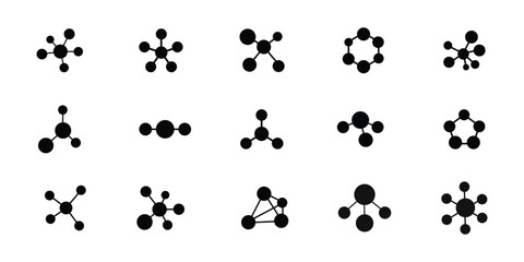 Fototapeta premium Molecule. Molecule flat glyph icons set.