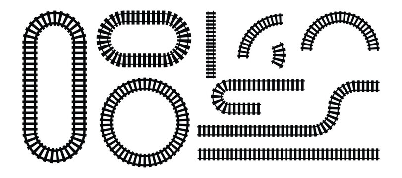 Rail track. Collection of Railroad Tracks in Various Shapes.