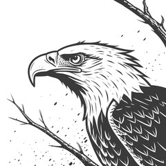 Obraz premium Majestic bald eagle perched on a branch