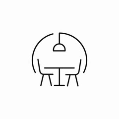 dining table chairs lamp icon sign vector