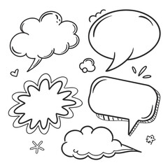Speech bubbles and thought bubbles doodle set