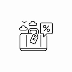 luggage travel discount icon sign vector