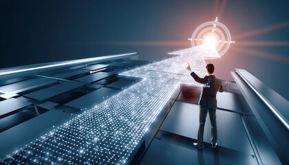 Futuristic Path to Business Success – Digital Goal Concept