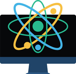 Computer screen displaying atomic structure model