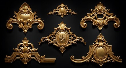 Collection of Ornate Gold Decorative Elements baroque