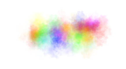 Vibrant colorful smoke cloud blending rainbow hues on transparent background realistic abstract vapor texture