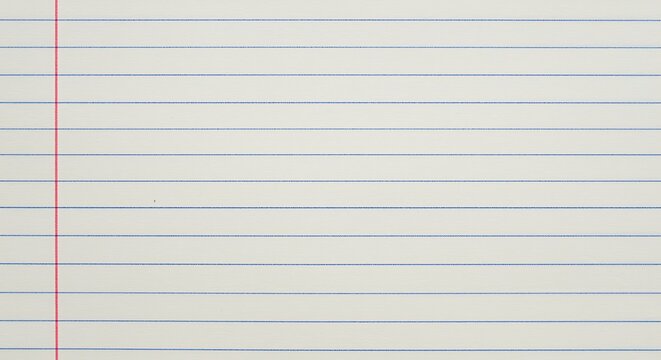 Lined notebook paper with red margin and blue ruled lines