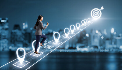 Career Growth Path Leading to Success – Business Goal Concept