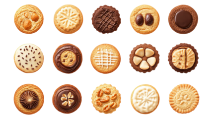 Assorted Cookies Variety Collection isolated on a transparent background