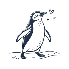 Obraz premium Cute penguin silhouette standing upright on clean background