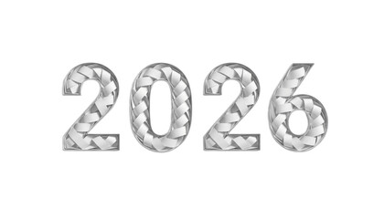 Silver Woven Year 2026 Numbers metallic numeral