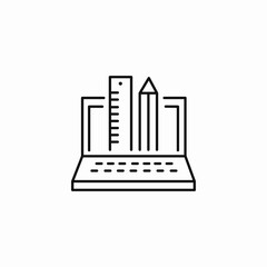 architectural design laptop icon sign vector