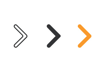 Obraz premium Minimalist Arrow Icons. Minimalist navigation arrow icon: three identical directional arrows pointing forward in a row, first in
