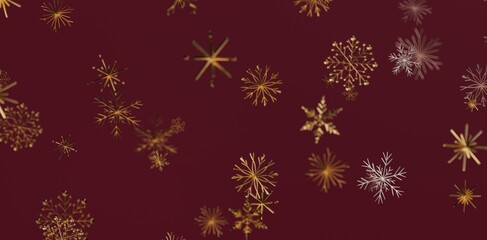 Sophisticated holiday background featuring golden snowflakes, perfect for festive designs. Ideal for seasonal greetings and winter-themed projec