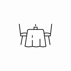 dinner table chairs setting icon sign vector