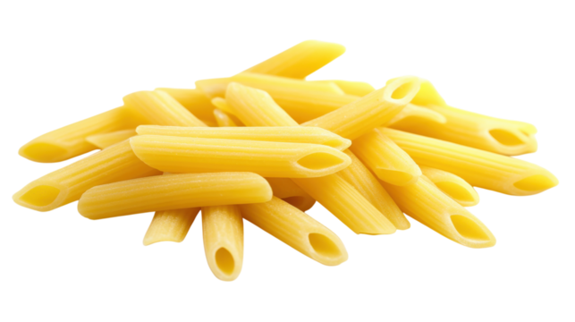 Pile of Penne Pasta Tubes isolated on a transparent background 1