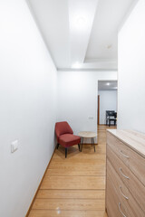 Home Entrance Hall. Interior. Wooden Outdoor Door, Brown Flooring.