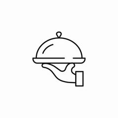 waiter serving dish cloche icon sign vector