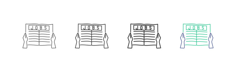 A collection job icons, illustrations, designs, business, graphic icons with different line styles, thickness and color, editable strokes. with a white background.