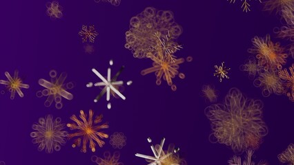 Abstract snowflakes pattern on a purple background. Ideal for winter, Christmas, and festive designs. Perfect for creating a sense of joy and wo