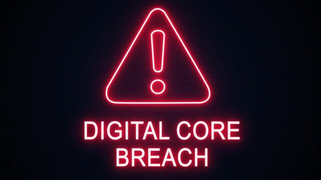 Digital core breach alert Icon with binary code background. Attention grabbing icon highlights the importance of digital safety in today's interconnected world.