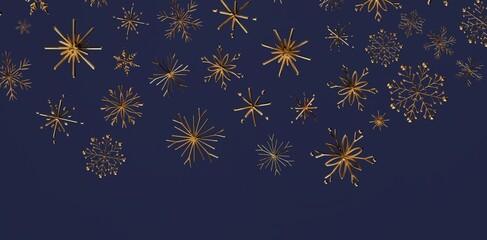 Stunning golden snowflakes against a deep blue backdrop for Christmas or New Year celebrations. Perfect for greeting cards, invitations, and win