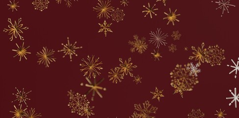 Festive background with detailed golden snowflakes. Perfect for Christmas cards, holiday designs, and seasonal greetings. A touch of elegance an
