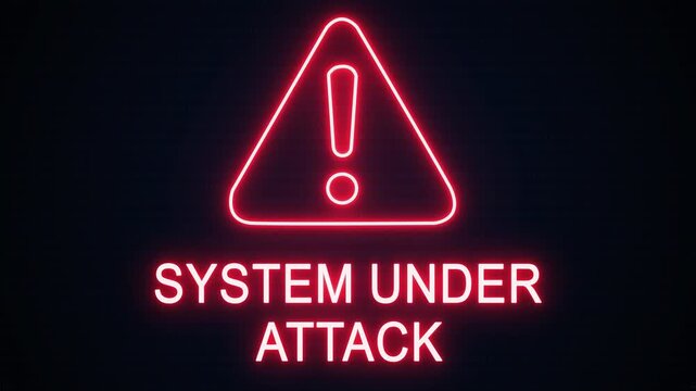 System under attack alert Icon with binary code background. Attention grabbing icon highlights the importance of digital safety in today's interconnected world.