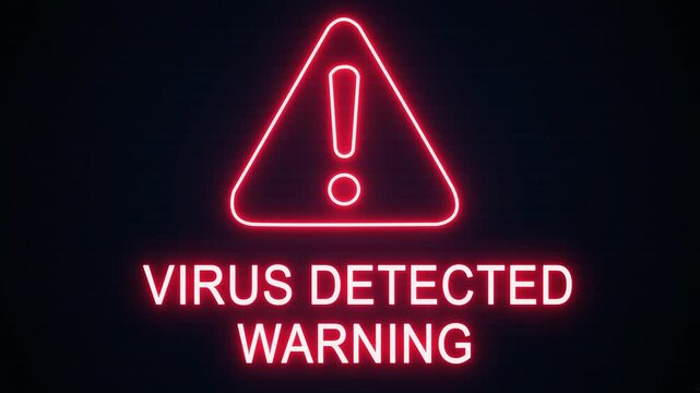 Virus detected warning alert Icon with binary code background. Attention grabbing icon highlights the importance of digital safety in today's interconnected world.