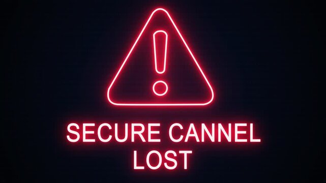 Secure cannel lost alert Icon with binary code background. Attention grabbing icon highlights the importance of digital safety in today's interconnected world.