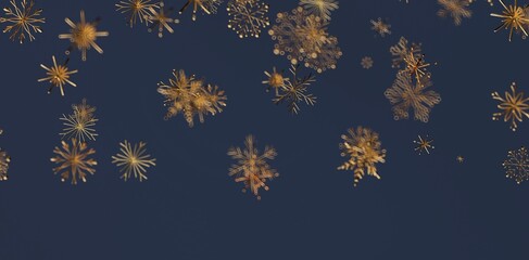 Elegant abstract background with falling golden snowflakes, perfect for winter designs, Christmas, New Year, festive celebrations, and seasonal