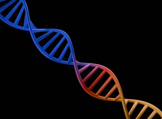 Abstract DNA Strand colorful 3d render / Genetic Code Structure / DNA Helix