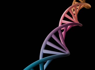 Abstract DNA Strand colorful 3d render / Genetic Code Structure / DNA Helix