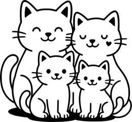 Cute Cat Family Illustration