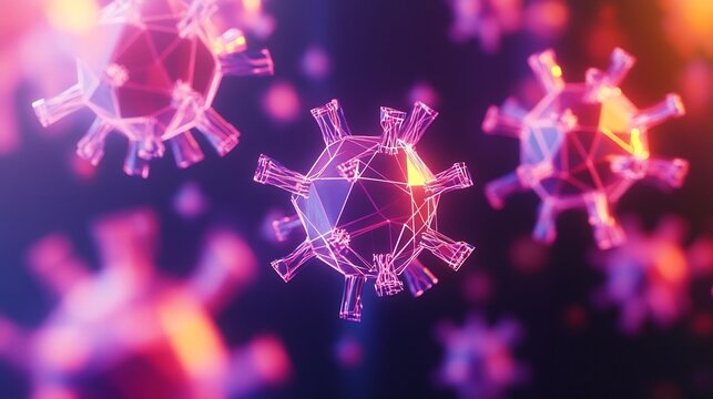 Vibrant Molecular Structures in Radiant Digital Kaleidoscope Pattern - Powered by Adobe