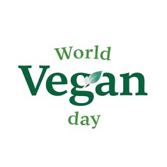 World Vegan Day Logo Design: Minimalist Green & White Vector Graphic