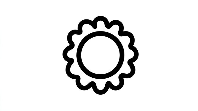 Ornate sun outline symbol on a white background.
