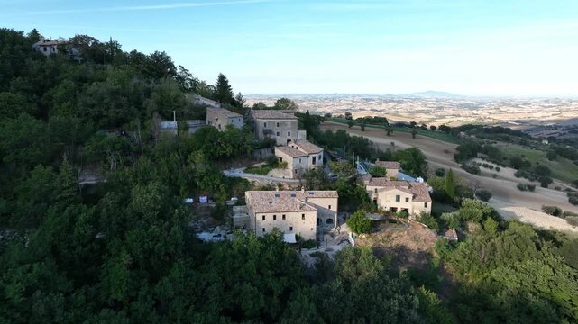 Drone view of Comune di Cingoli Italy in summer