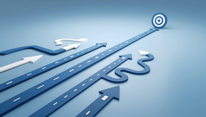 Multiple Paths Leading to Target – Business Goal Achievement Concept
