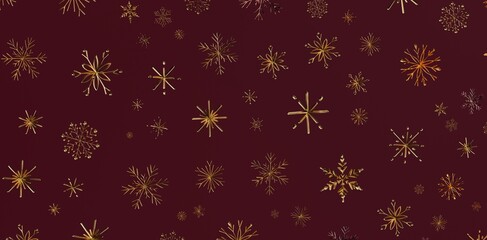 Festive burgundy background with golden snowflakes, perfect for holiday greetings, Christmas designs, and winter-themed projects.