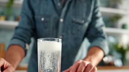 Effervescent tablet dissolving in a glass of water - Powered by Adobe