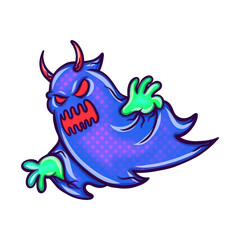 Evil Ghost with Horns Cartoon Art