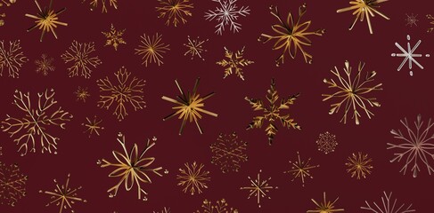 Festive background with detailed gold snowflakes. Ideal for holiday designs, winter themes, and seasonal promotions. Perfect for digital project