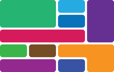 Colorful Abstract Block Composition with Rounded Edges and Diverse Color Palette