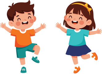 children, dancing, cartoon, illustration, vector, design, lifestyle, childhood, friendship, fun, play, joy, happiness, movement, activity, concept, celebration, freedom, energy, entertainment, smile