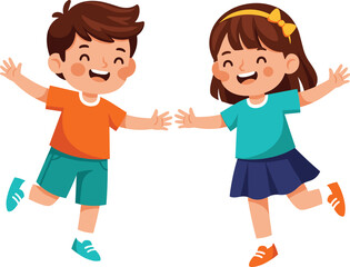 children, dancing, cartoon, illustration, vector, design, lifestyle, childhood, friendship, fun, play, activity, concept, joy, happiness, movement, energy, celebration, freedom, smile, entertainment
