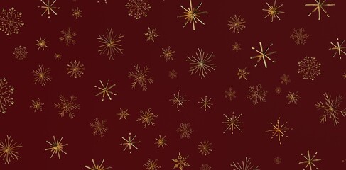 Festive background with golden snowflakes against a rich, dark red backdrop. Perfect for holiday design, greetings and celebratory concepts. Ide © vegefox.com